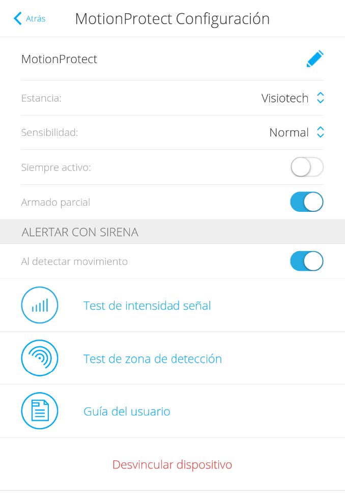 Configuración Motionprotect Ajax